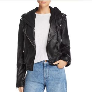 Blank NYC Black Hooded Moto Jacket in Size Medium